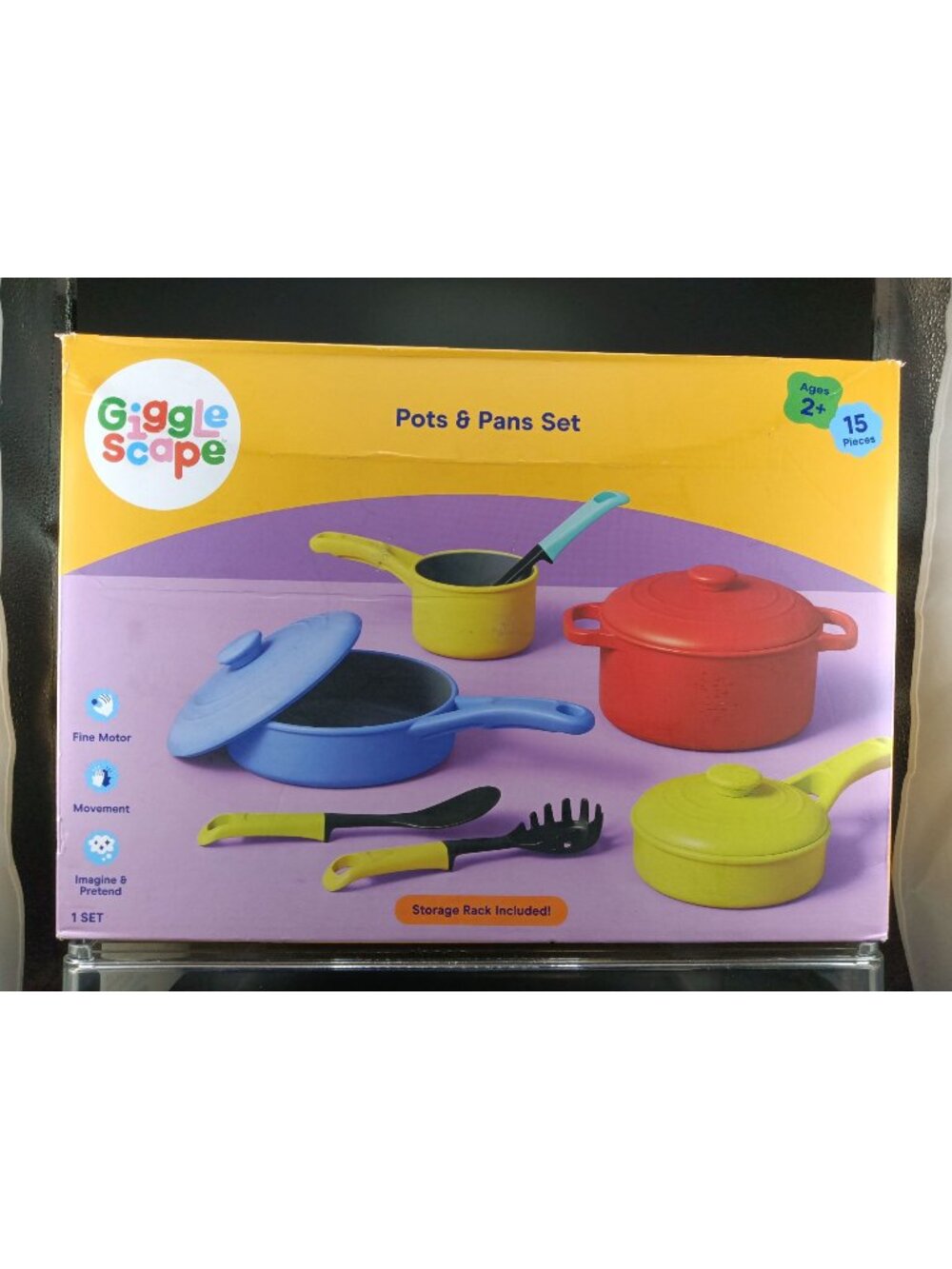 Giggle Scape 15-Piece Toddler Pots & Pans Play Set With Rack